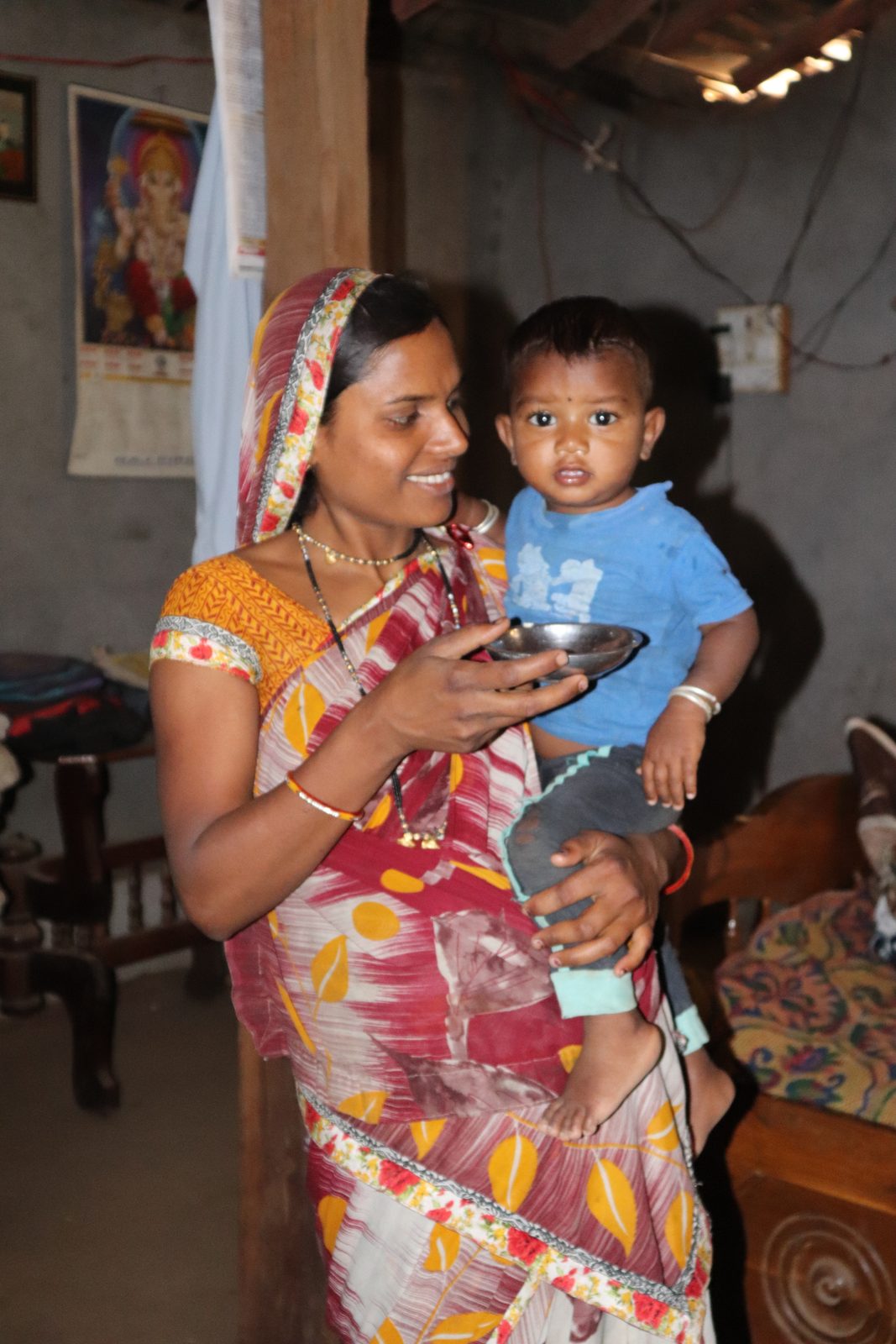 A mother and toddler at home