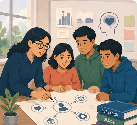 Illustration: the team designing solutions together