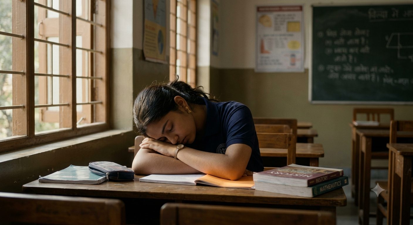 A student struggling quietly