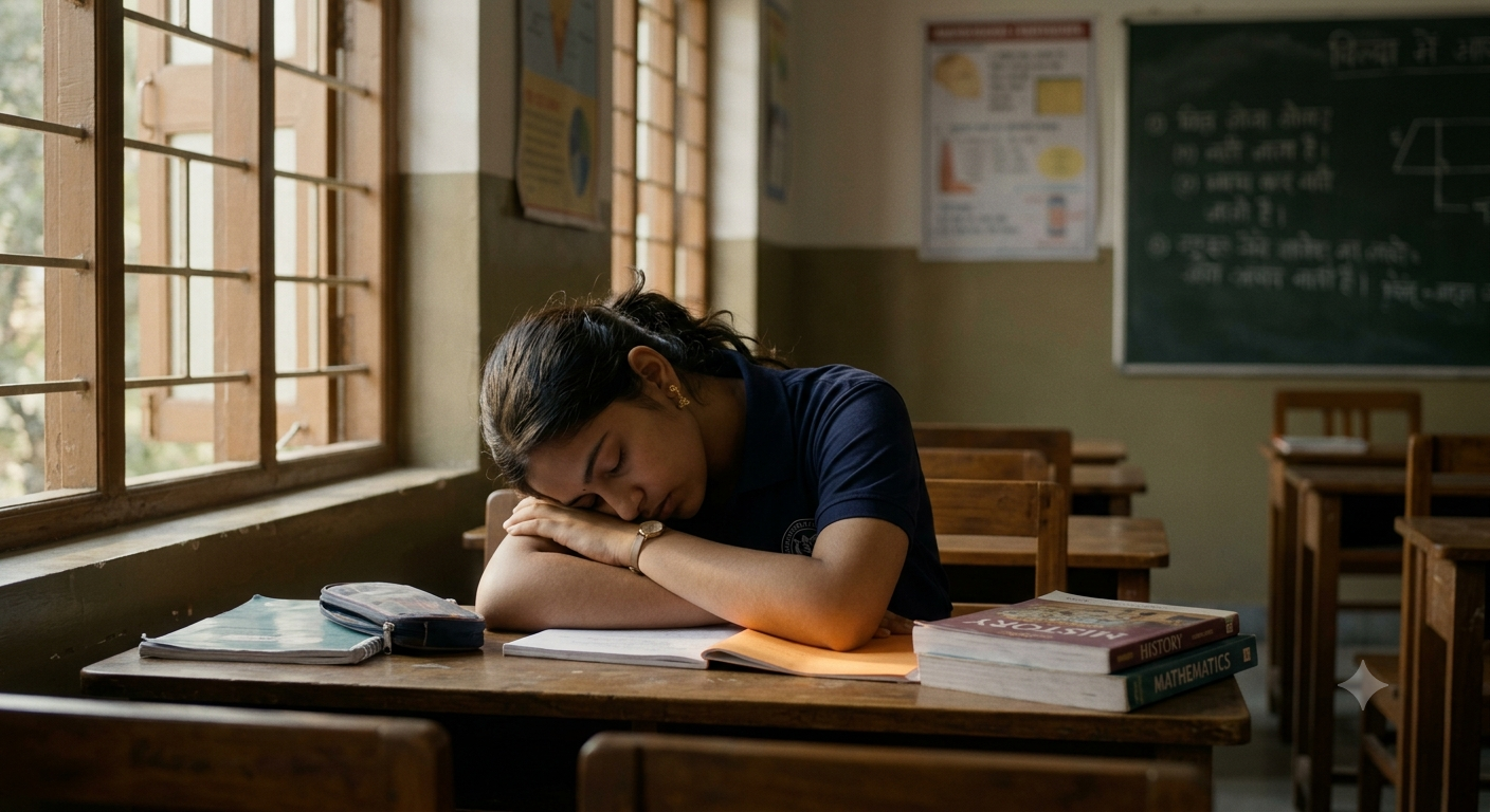 A student struggling quietly