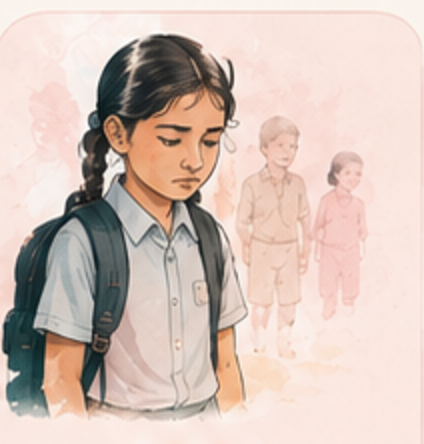 A student walking alone at school