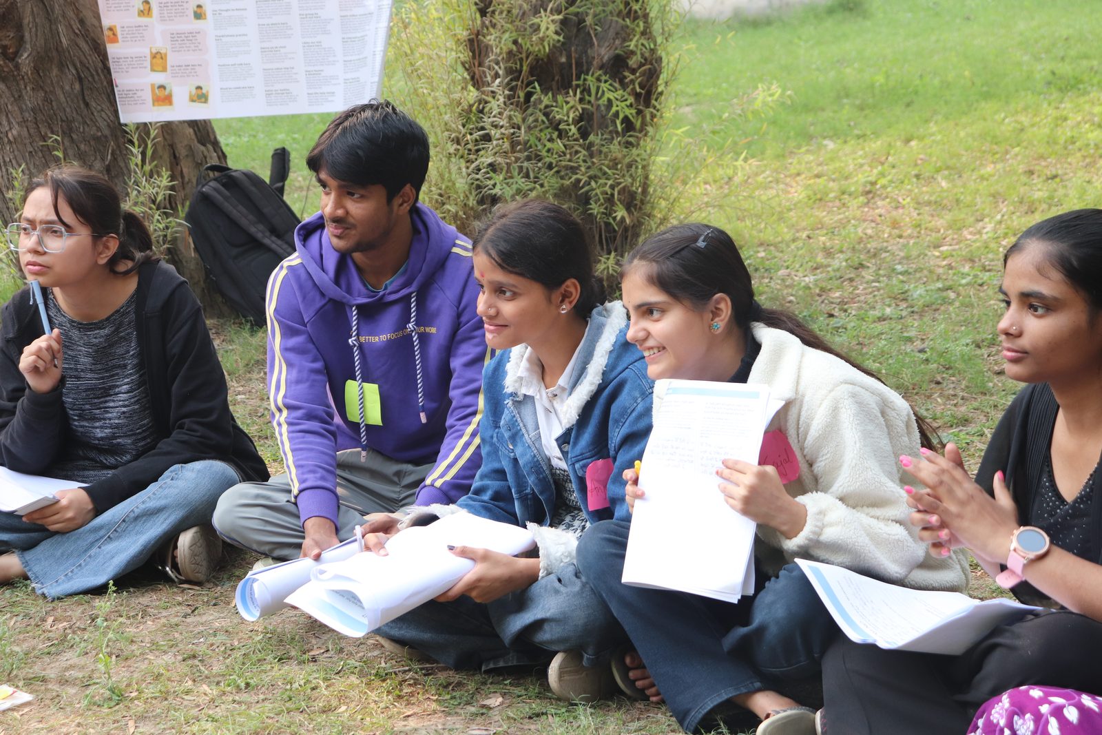 A youth wellbeing session outdoors